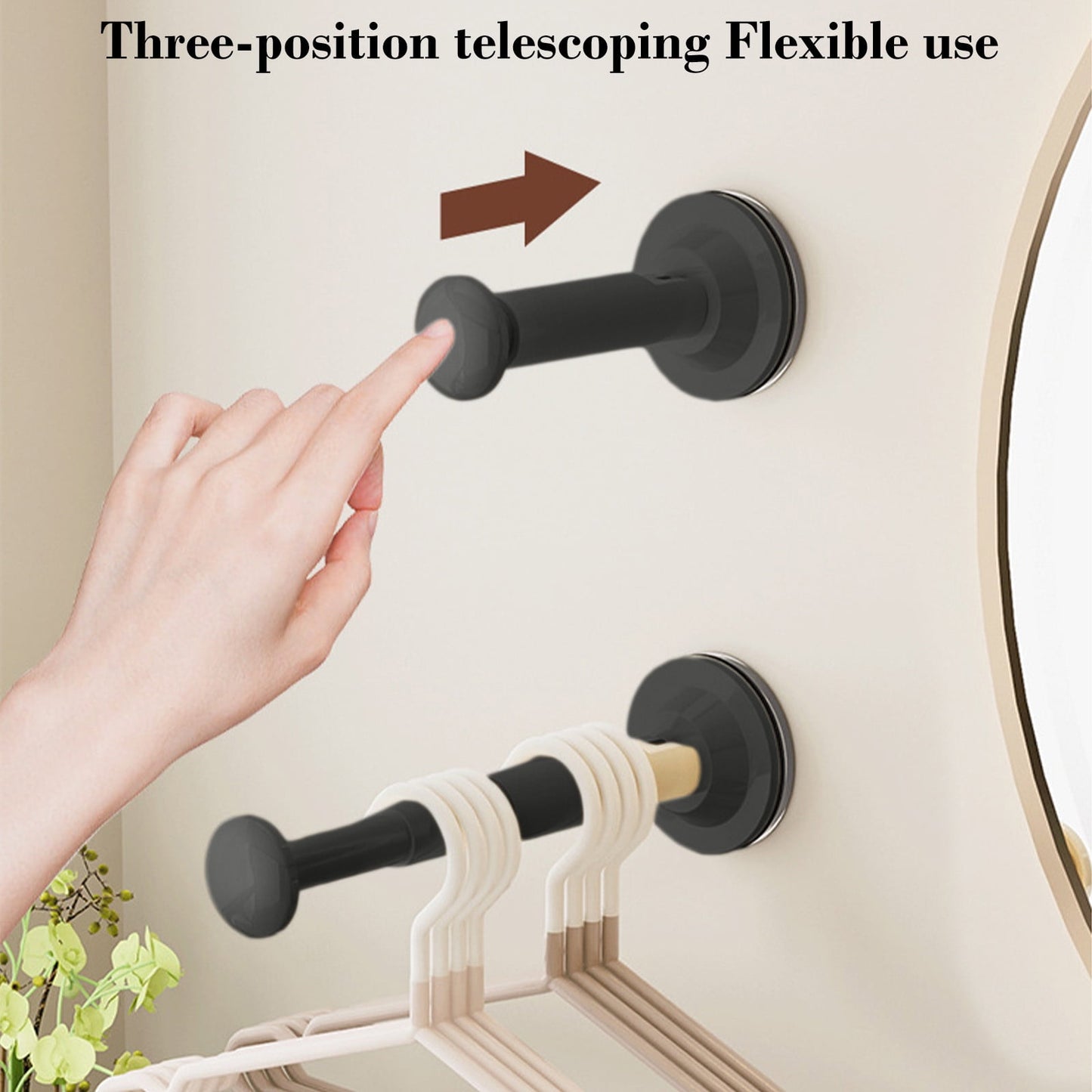 2PCS Retractable Clothes Hanger Storage Rack, Extendable Clothes Hanger with Suction Cup, Space Saving V1189-WXFWAL-20260319-00696
