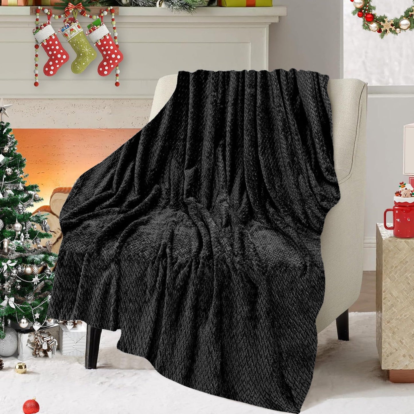 Christmas Solid Color Blanket, 59x39" Soft Warm Throw Blanket, Light-weight Plush Throw Blanket for Bed Sofa V1189-WXFWAL-20260319-00706