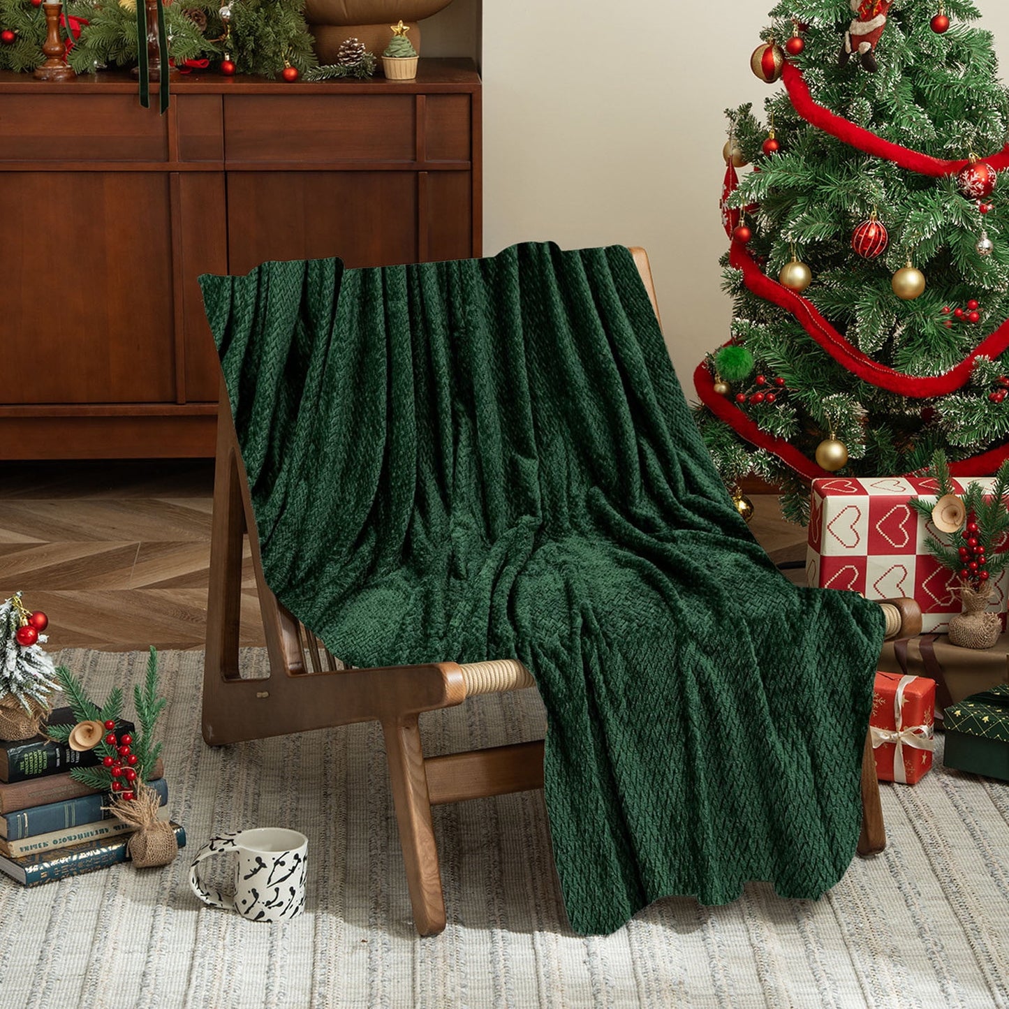 Christmas Solid Color Blanket, 59x39" Soft Warm Throw Blanket, Light-weight Plush Throw Blanket for Bed Sofa V1189-WXFWAL-20260319-00708