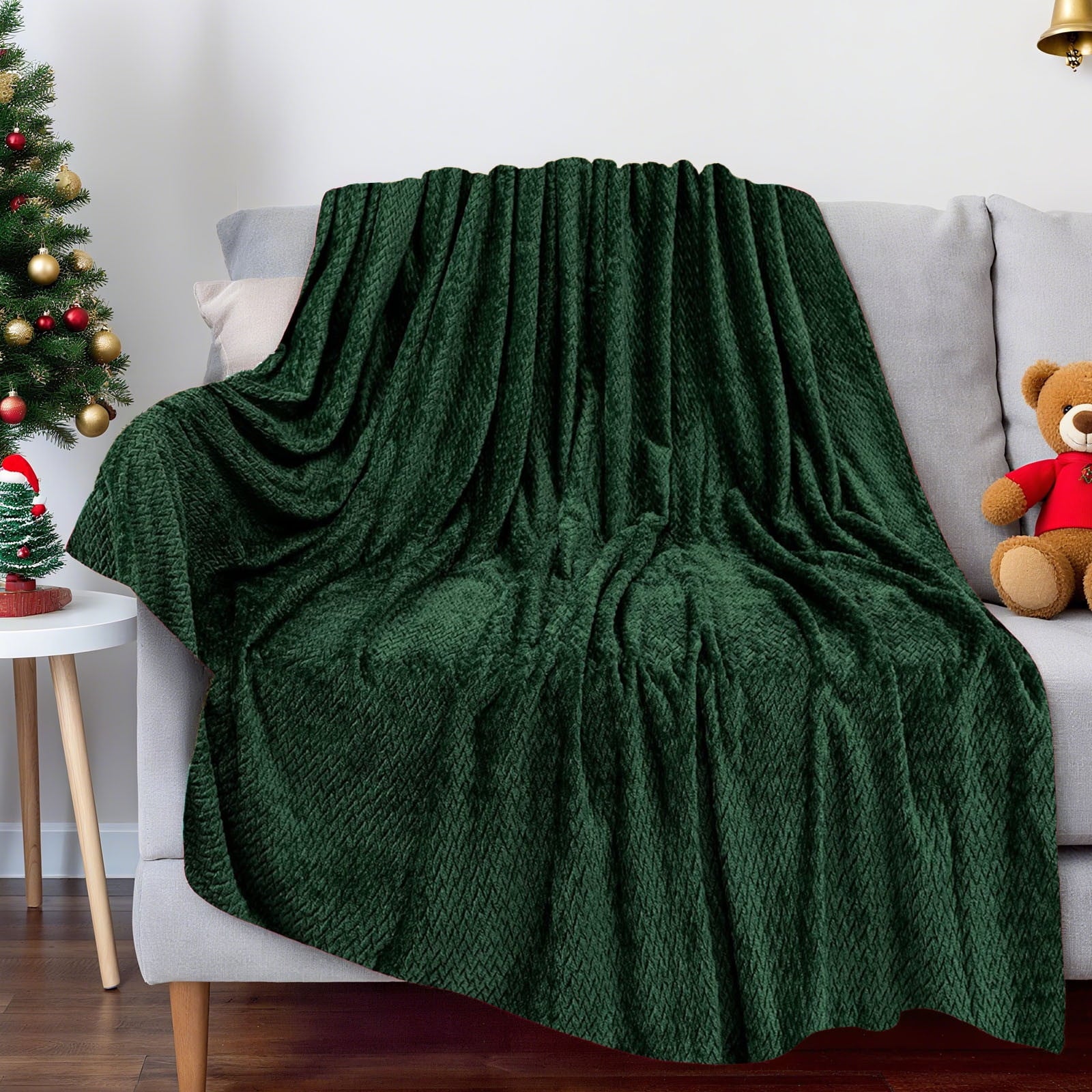 Christmas Solid Color Blanket, 59x39" Soft Warm Throw Blanket, Light-weight Plush Throw Blanket for Bed Sofa V1189-WXFWAL-20260319-00708