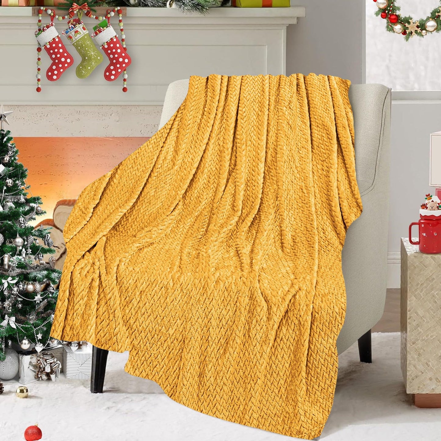 Christmas Solid Color Blanket, 59x39" Soft Warm Throw Blanket, Light-weight Plush Throw Blanket for Bed Sofa V1189-WXFWAL-20260319-00711