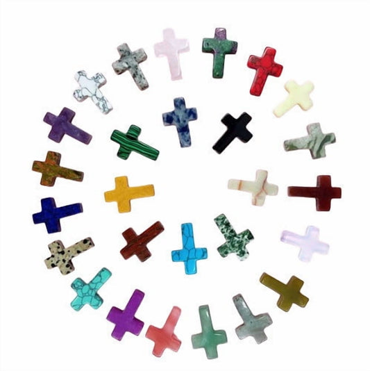 12 Pcs Cross Crystal Stone Bulks, Natural Crystal Wall Cross Shaped Worry Stones, Easter Natural Crystal V1189-WXFWAL-20260319-00738