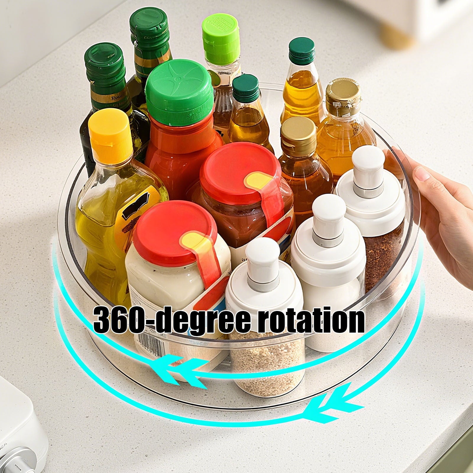 Lazy Turntable for Cabinet, Lazy Organizer with High Sides, Countertop Spinning Organizer for Spices, Clear V1189-WXFWAL-20260319-00752