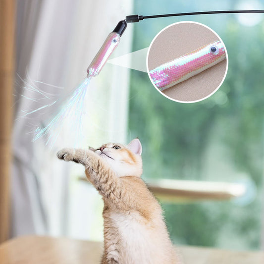 Cat Wand Toy, Replacement Head Tassel Cats Rod Accessories, Replaceable Colorful Rainbow Tassels, Funny and V1189-WXFWAL-20260319-00753