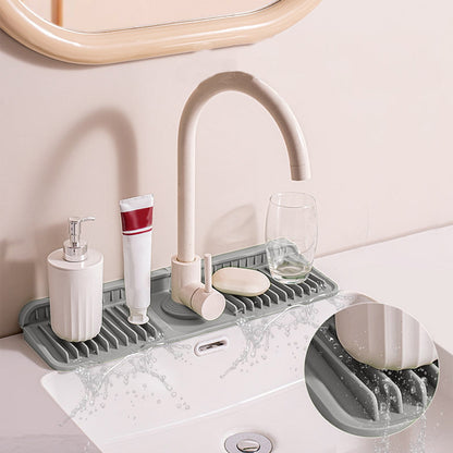 Silicone Sink Splash Guard, Kitchen Sink Accessory with Drip Tray, Button Style Silicone Faucet Drains Mat, V1189-WXFWAL-20260319-00756