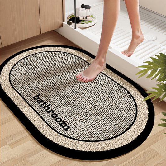 Thin Bath Mat, Super Absorbent Quick Dry Thin Bathroom Rugs, Elliptical Bath Antis-skids Mat, Fit Under Door, V1189-WXFWAL-20260319-00759