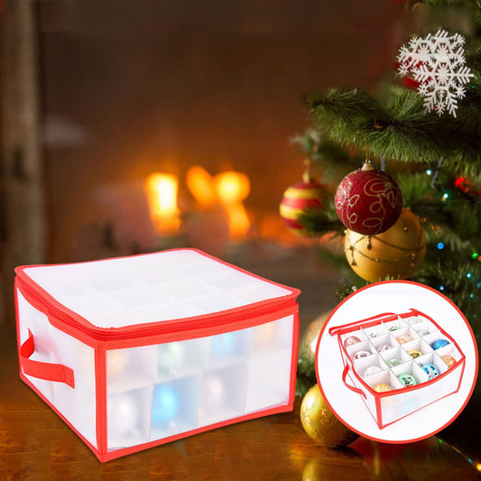 Portable Waterproof Christmas Decoration, Ball Storage Box, Stores 32 Ornaments, 2 Independent Layered Trays, V1189-WXFWAL-20260319-00760