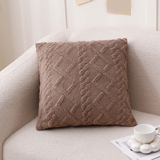 Summer Throw Pillows, Geometric Jacquard Plush Throw Pillow for Couch Bed Sofa, Farmhouse Neutral Solid Color V1189-WXFWAL-20260319-00793