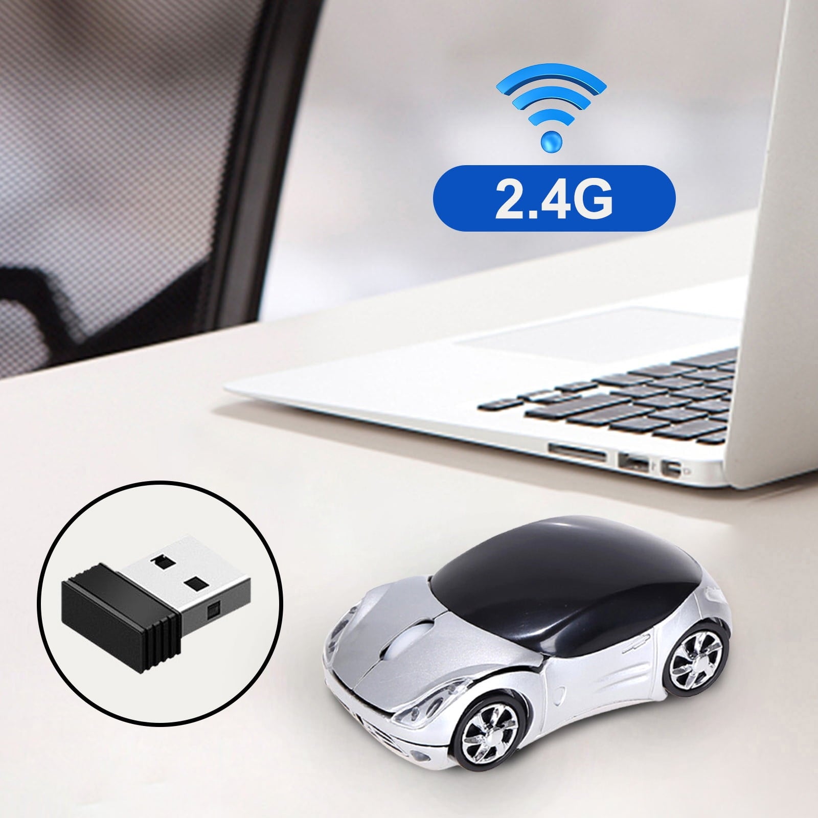 2.4G Wireless Mouse, Cute Car Mouse, 2.4G Wireless (10m Range) and USB Plug and Play, 1200DPI Optical V1189-WXFWAL-20260319-00874