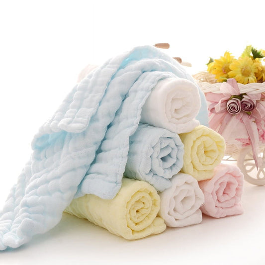 10PCS Muslin Cotton Baby Towel Soft Baby Bath Towel Multicolor Newborn Washcloths and Towels white & pink & V1189-WXFWAL-20260319-00897