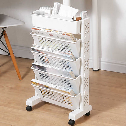 Mobile Bookshelf, Plastic Rolling Organization Shelf, Practical Rotatable for Home, Movable Bookcase with V1189-WXFWAL-20260319-00898