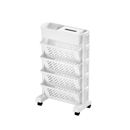 Mobile Bookshelf, Plastic Rolling Organization Shelf, Practical Rotatable for Home, Movable Bookcase with V1189-WXFWAL-20260319-00898