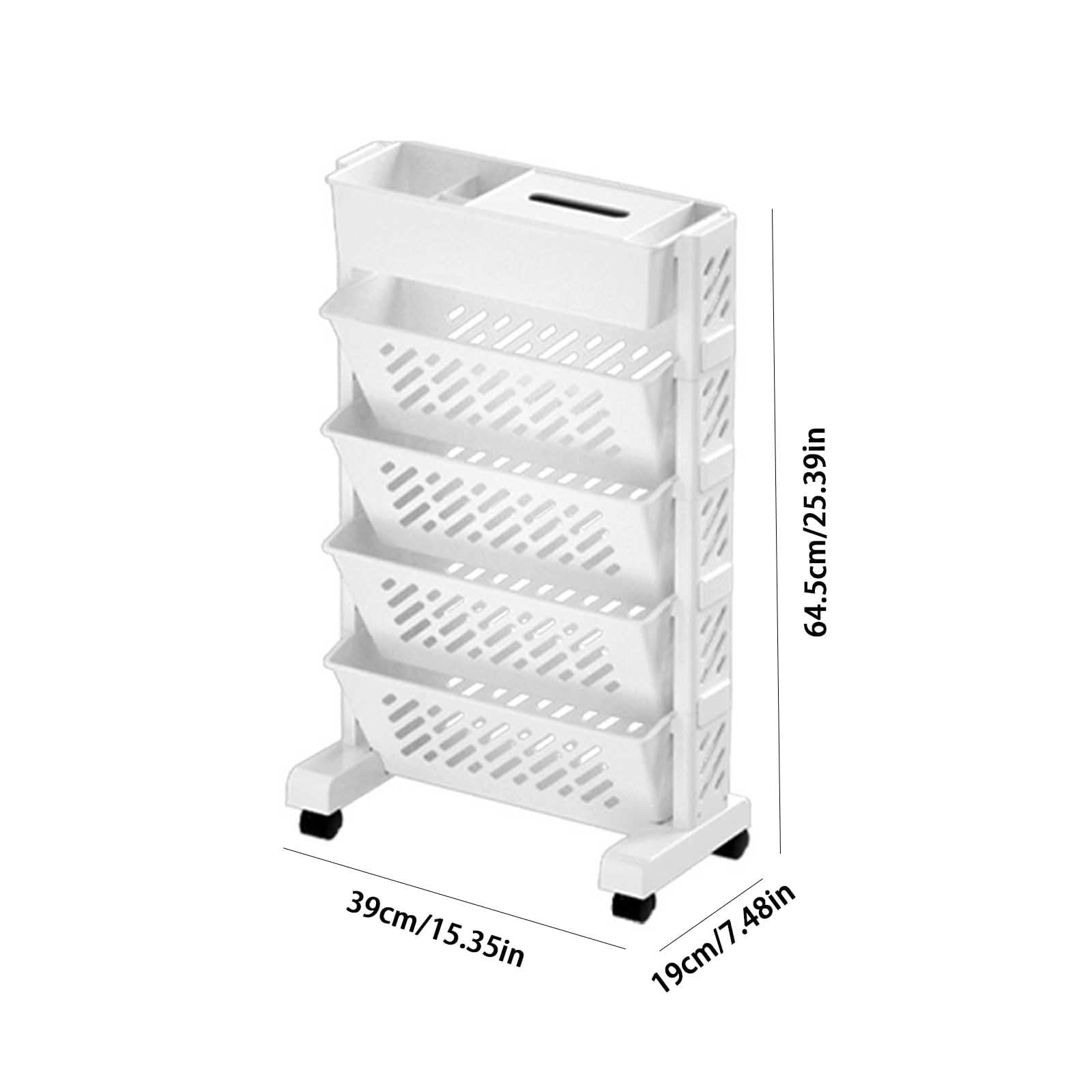 Mobile Bookshelf, Plastic Rolling Organization Shelf, Practical Rotatable for Home, Movable Bookcase with V1189-WXFWAL-20260319-00898