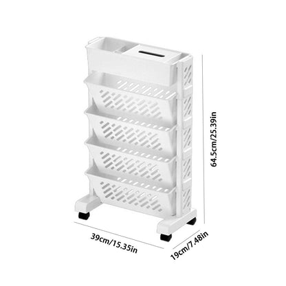 Mobile Bookshelf, Plastic Rolling Organization Shelf, Practical Rotatable for Home, Movable Bookcase with V1189-WXFWAL-20260319-00898
