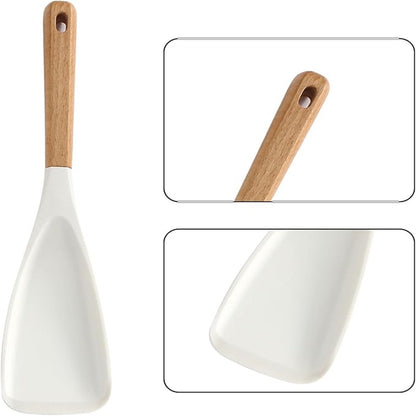 Cooking Spoon for Nonstick Cookwares, Multi-functional Silicone Cooking Shovel with Wooden Handle, Silicone V1189-WXFWAL-20260319-00904
