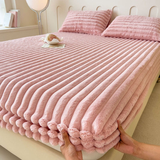 Velvet Fleece Fitted Sheet Bed Sheet, Plain Thermal Warm Soft Bedding, Flannel Fitted Sheet, Super Soft Warm V1189-WXFWAL-20260319-00918