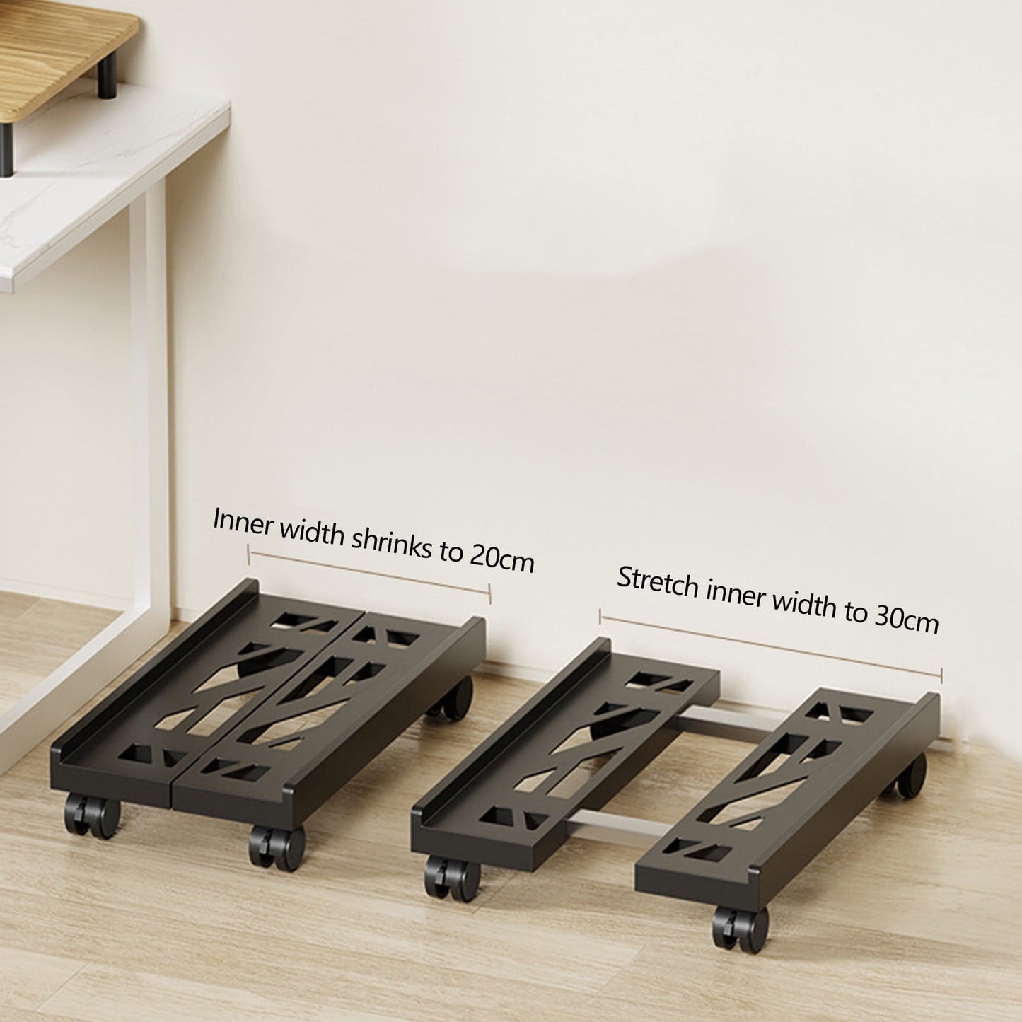 Adjustable Mobile CPU Stand, Ventilated Computer Tower Stand with 4 Caster Wheels, for PC Tower, Under Desk V1189-WXFWAL-20260319-00924