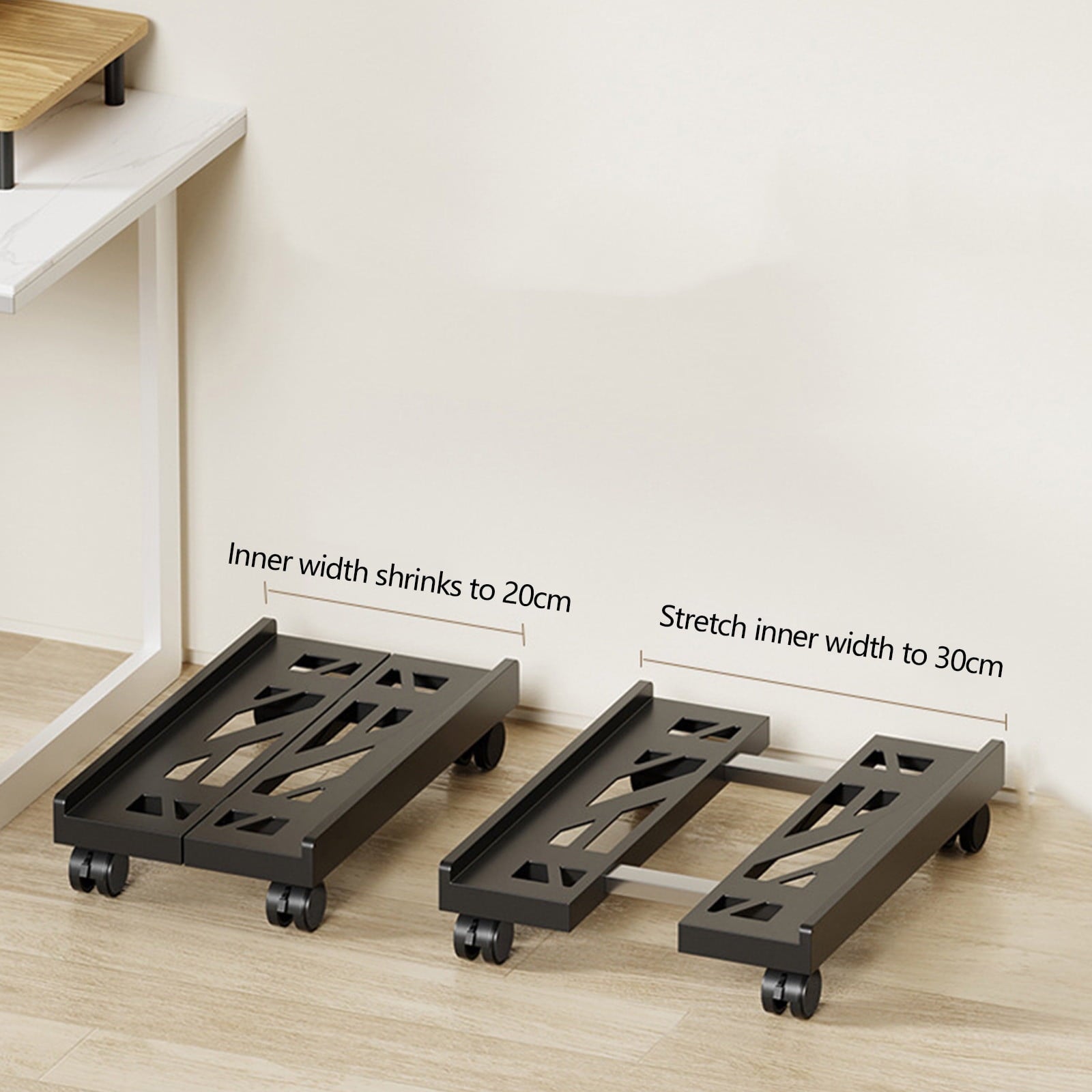 Adjustable Mobile CPU Stand, Ventilated Computer Tower Stand with 4 Caster Wheels, for PC Tower, Under Desk V1189-WXFWAL-20260319-00925