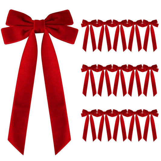 16 Pcs Christmas Velvet Bows for Christmas Tree, Rustic Wreath Gift Bows, Burgundy Christmas Ornaments, for V1189-WXFWAL-20260319-00938