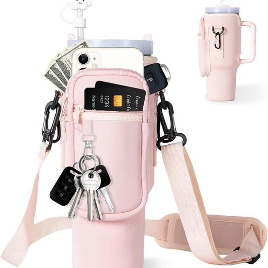 Water Bottle Carrier Bag with Phone Pocket, for Tumbler Water Bottle Holder Pouch with Adjustable Strap V1189-WXFWAL-20260319-00941