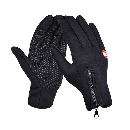 Plush Thermal Gloves with Zipper, Windproof & Waterproof Thermal Non-Slip Gloves, Winter Outdoor Touch Screen V1189-WXFWAL-20260319-00950