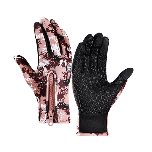Plush Thermal Gloves with Zipper, Windproof & Waterproof Thermal Non-Slip Gloves, Winter Outdoor Touch Screen V1189-WXFWAL-20260319-00951