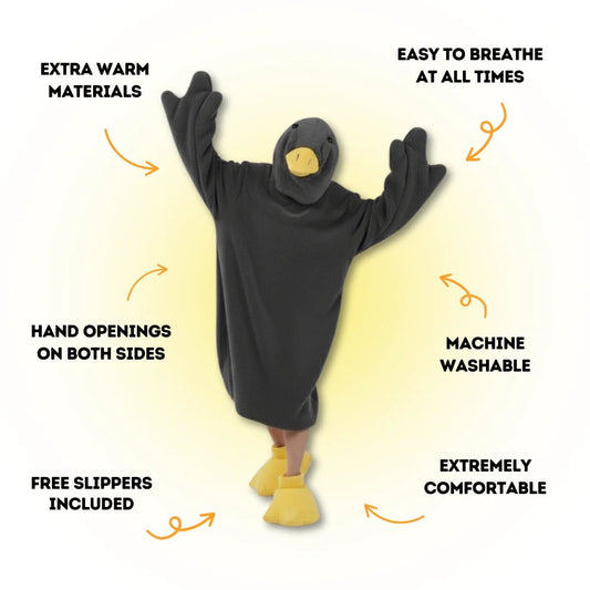 Goose Blanket Hoodie Onesie, Large Warm Wearable Flannel Blankets with Sleeves and Gooses Feet Slippers, for V1189-WXFWAL-20260319-00954