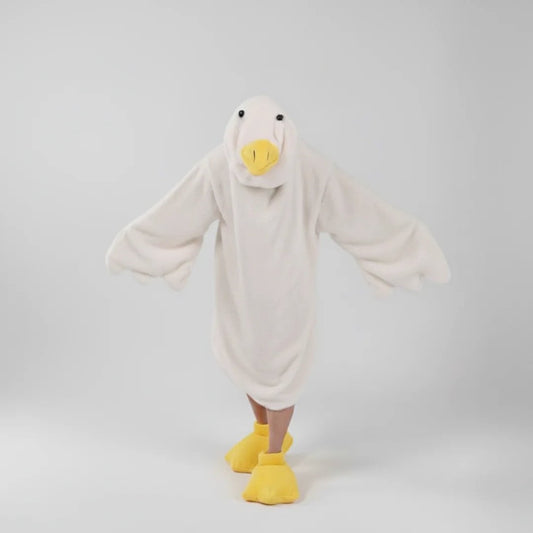 Goose Blanket Hoodie Onesie, Large Warm Wearable Flannel Blankets with Sleeves and Gooses Feet Slippers, for V1189-WXFWAL-20260319-00956