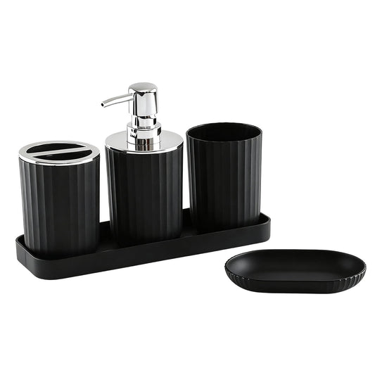Bathroom Accessory Set of 5, Plastic Bathroom Sink Set with Soap Dispenser and Toothbrush Holder, for Bath V1189-WXFWAL-20260319-00979