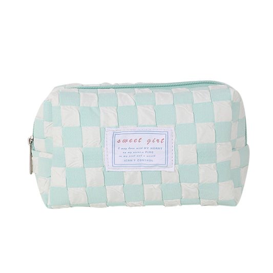 Small Cosmetic Bag, Cute Makeup Bag, Checkerboard Frame Pencil Bag, Pencil Case, Aesthetic Make Up Bag, Large V1189-WXFWAL-20260319-00980