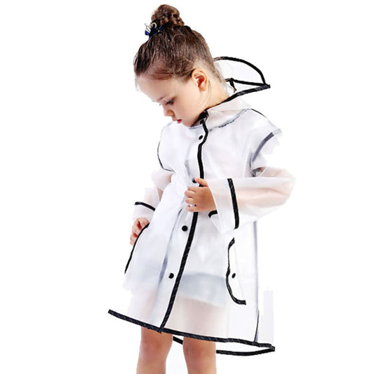 Genuiskids Hooded Transparent Raincoat Girl Boys Rain Coat Hooded Outdoors Clear Waterproof Kids Toddler V1189-WXFWAL-20260319-00988