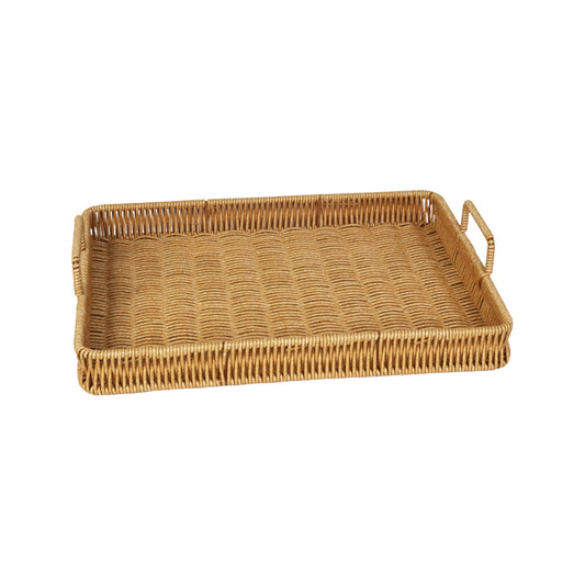 Woven Serving Tray with Handles, Handmade Poly Wicker Tray for Storage Breakfast, Drinks, Fruits, Rectangular V1189-WXFWAL-20260319-00991