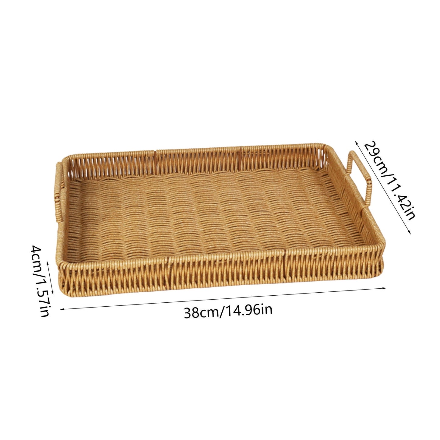 Woven Serving Tray with Handles, Handmade Poly Wicker Tray for Storage Breakfast, Drinks, Fruits, Rectangular V1189-WXFWAL-20260319-00991