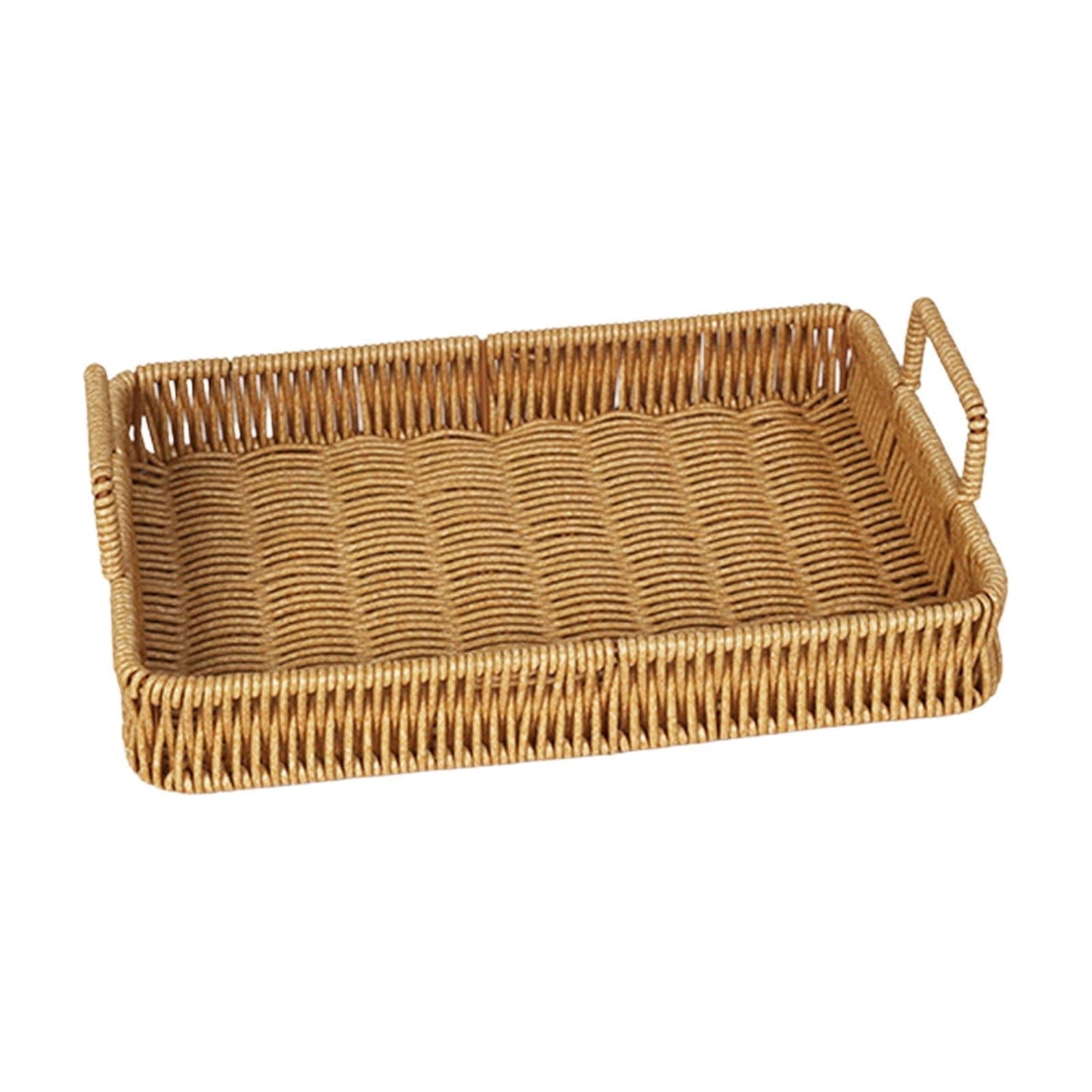 Woven Serving Tray with Handles, Handmade Poly Wicker Tray for Storage Breakfast, Drinks, Fruits, Rectangular V1189-WXFWAL-20260319-00992