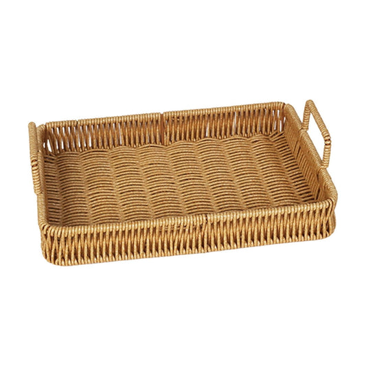 Woven Serving Tray with Handles, Handmade Poly Wicker Tray for Storage Breakfast, Drinks, Fruits, Rectangular V1189-WXFWAL-20260319-00992