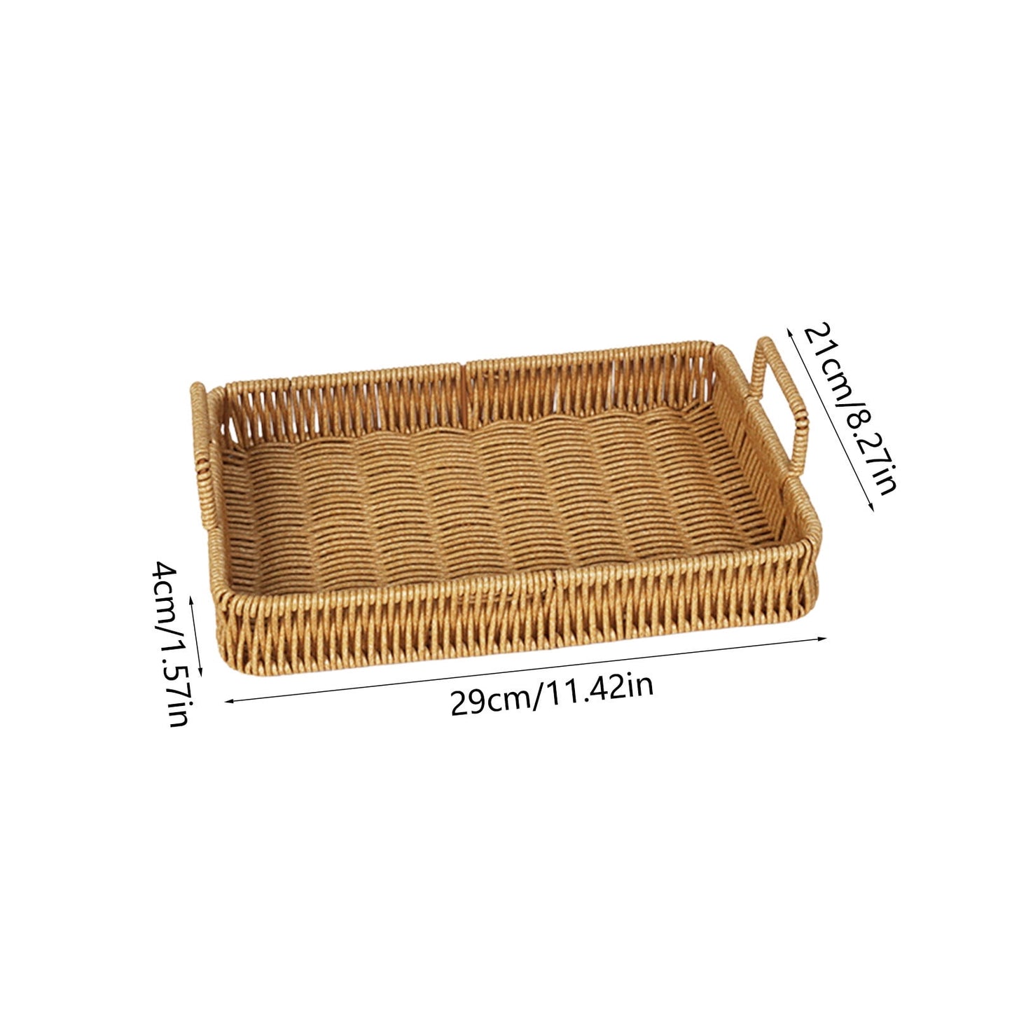 Woven Serving Tray with Handles, Handmade Poly Wicker Tray for Storage Breakfast, Drinks, Fruits, Rectangular V1189-WXFWAL-20260319-00992