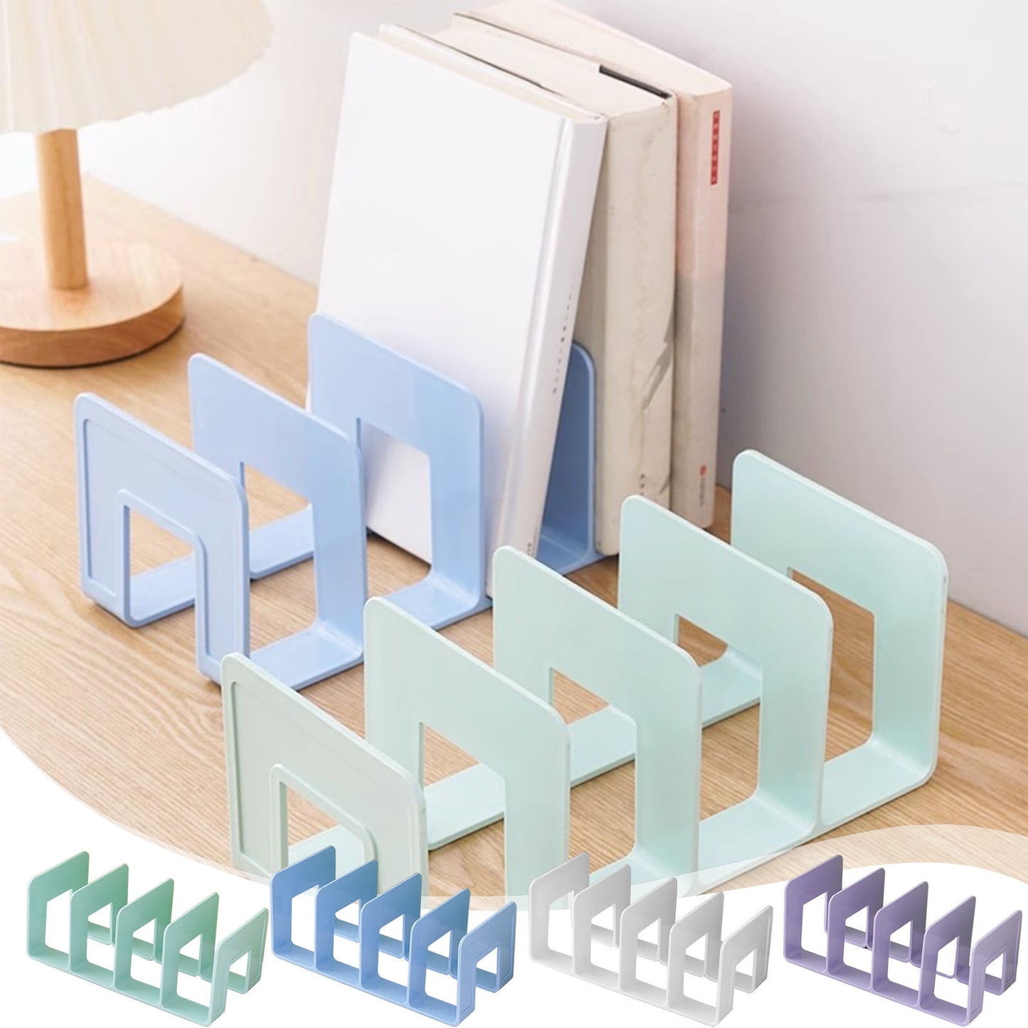Acrylic Desk File Sorter, 4 Compartments Desktop File Organizer, Closet Organizer, Bookshelf Divider for Home V1189-WXFWAL-20260319-00994
