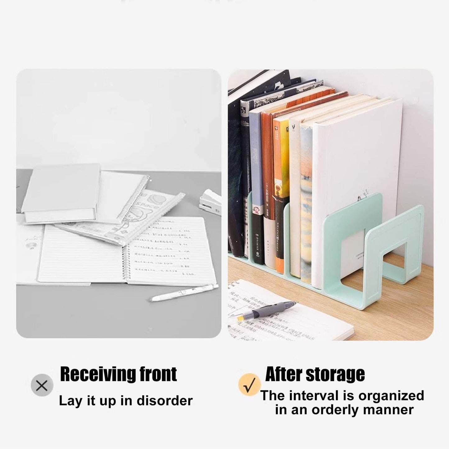 Acrylic Desk File Sorter, 4 Compartments Desktop File Organizer, Closet Organizer, Bookshelf Divider for Home V1189-WXFWAL-20260319-00995