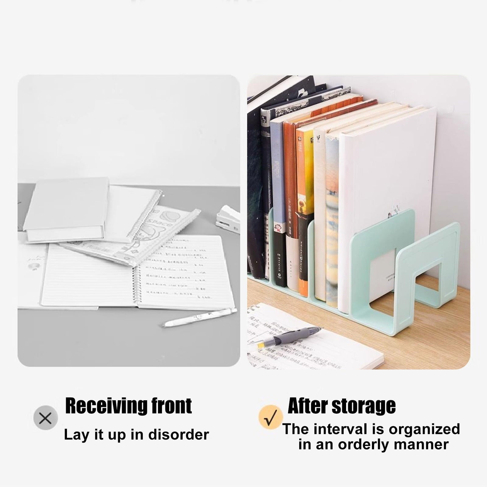 Acrylic Desk File Sorter, 4 Compartments Desktop File Organizer, Closet Organizer, Bookshelf Divider for Home V1189-WXFWAL-20260319-00995