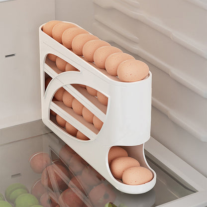 4 Tiers Egg Holder for Fridge, Automatic Scrolling Egg Rack Holder, Space-Saving Egg Dispenser Holder, Large V1189-WXFWAL-20260319-00998