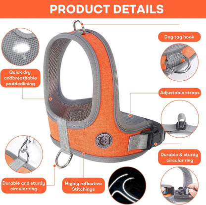 Dog Harness and Leash, No Pull Saddle Style Pet Harness, Breathable Mesh Adjustable Reflective Dog Vest, Dog V1189-WXFWAL-20260319-01027