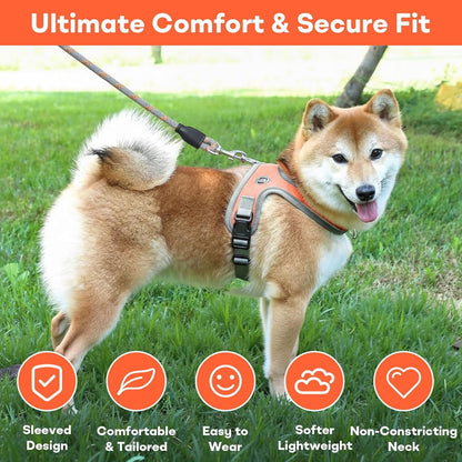 Dog Harness and Leash, No Pull Saddle Style Pet Harness, Breathable Mesh Adjustable Reflective Dog Vest, Dog V1189-WXFWAL-20260319-01027