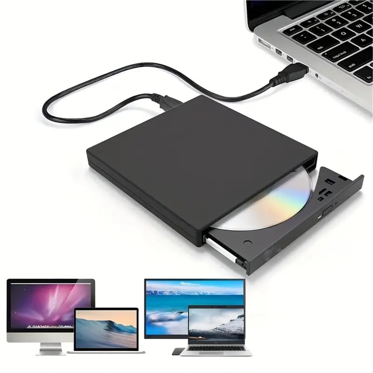 Portable External DVD Drive, USB 2.0 CD DVD Burner Writer Player, for Laptop Desktop PC Plug and Play, Travel V1189-WXFWAL-20260319-01060