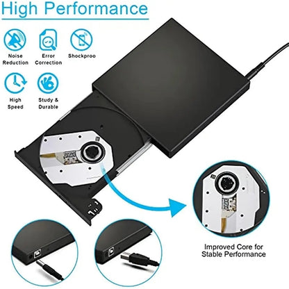 Portable External DVD Drive, USB 2.0 CD DVD Burner Writer Player, for Laptop Desktop PC Plug and Play, Travel V1189-WXFWAL-20260319-01060