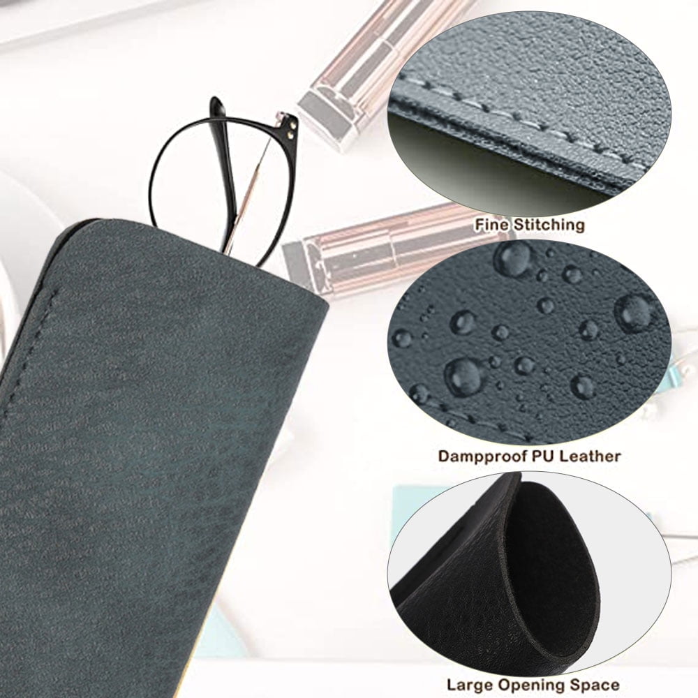 3 Pack Reading Glasses Pouch, Soft Eyeglasses Bag Portable Cloth Eyewear Case, Blue+black+brown, 15.3 * 7cm V1189-WXFWAL-20260319-01062