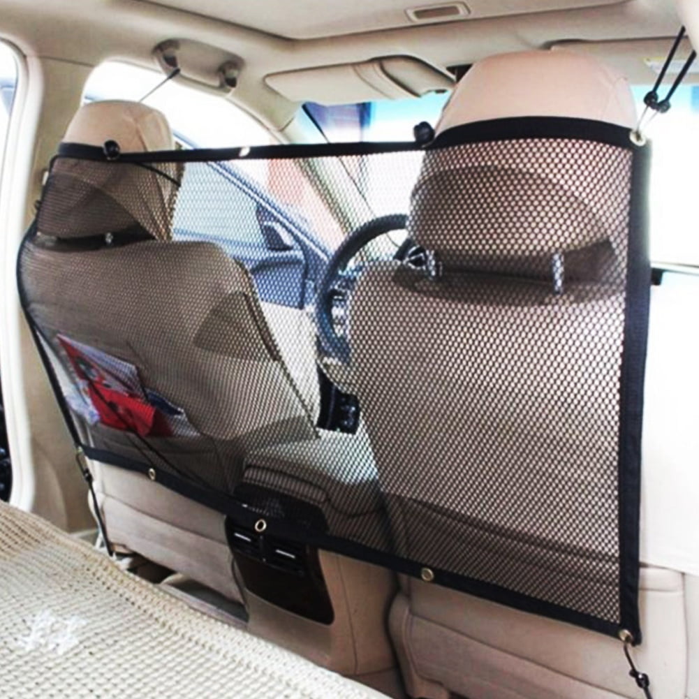 SPRING PARK Durable Car Universal Back Seat Dog Pet Barrier Mesh Safety Net Guard with Belt Black V1189-WXFWAL-20260319-01073
