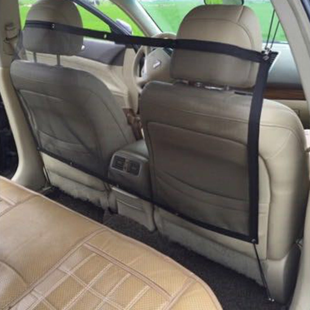 SPRING PARK Durable Car Universal Back Seat Dog Pet Barrier Mesh Safety Net Guard with Belt Black V1189-WXFWAL-20260319-01073