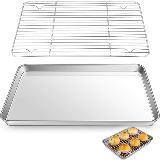 Baking Sheet With Cooling Rack, Half Sheet Pan With Wire Rack Set, Oven Baking Tray and Rack V1189-WXFWAL-20260319-01074