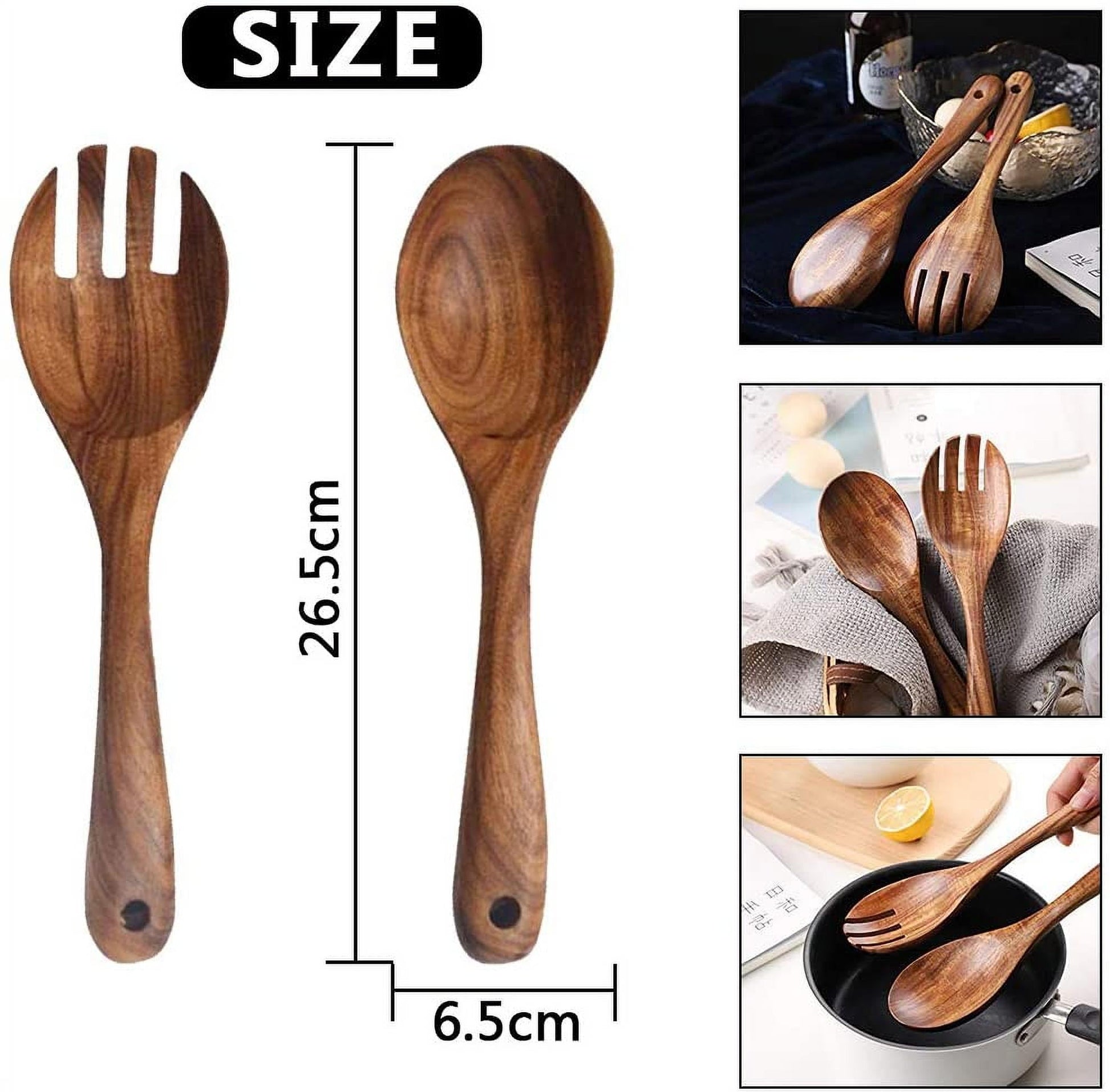Salad Serving Utensils, Acacia Wood, Salad Spoon and Salad Fork, Salad Servers V1189-WXFWAL-20260319-01078