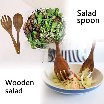 Salad Serving Utensils, Acacia Wood, Salad Spoon and Salad Fork, Salad Servers V1189-WXFWAL-20260319-01078